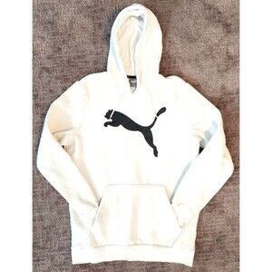 PUMA Cat Logo Pullover Hoodie Mens White Medium Casual Outerwear
